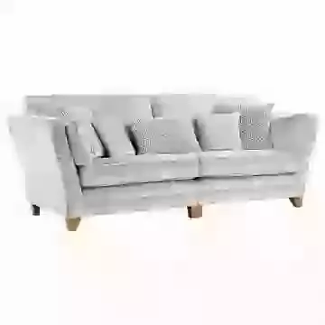 Chenille Velvet Fabric 3 Seater Sofa with Curved Arms And Optional Stud Detailing